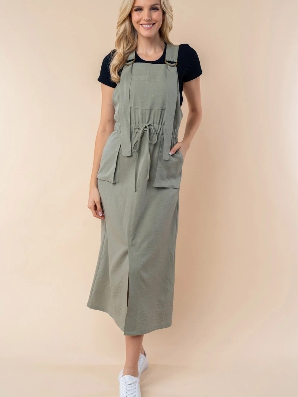 white birch Maysen Overall Dress (Sage)